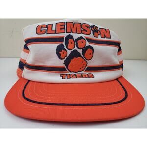 RARE Vintage Clemson Tigers Foam Trucker Hat SnapBack Adjustable Mesh USA